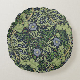 Seaweed Wallpaper Design, printed by John Henry De Round Cushion