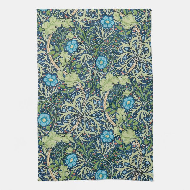 Seaweed, William Morris Tea Towel (Vertical)