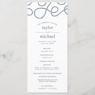 Seaworthy Wedding Ceremony Program   White Programme