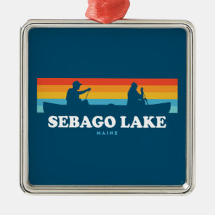 Sebago Lake Maine Canoe Metal Tree Decoration