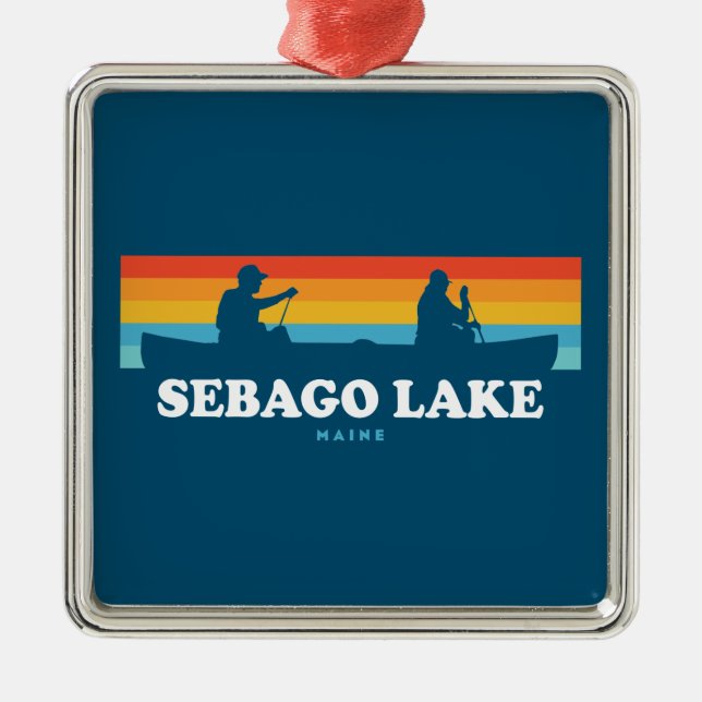 Sebago Lake Maine Canoe Metal Tree Decoration (Front)
