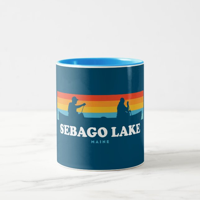 Sebago Lake Maine Canoe Two-Tone Coffee Mug (Center)
