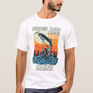 Sebago Lake Maine Fishing Vintage Sunset T-Shirt