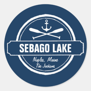 Sebago Lake Maine Personalised Town and Name Classic Round Sticker