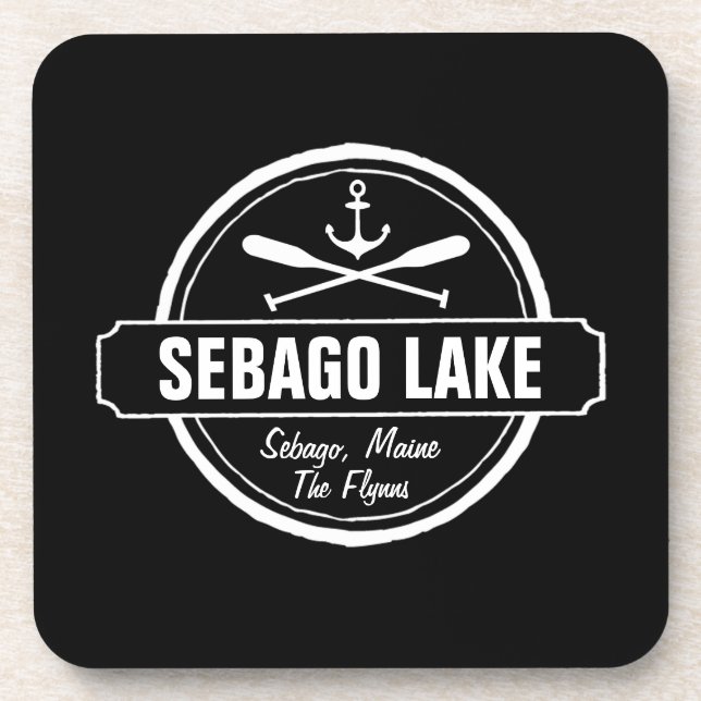 SEBAGO LAKE MAINE PERSONALIZED TOWN AND NAME COASTER (Front)