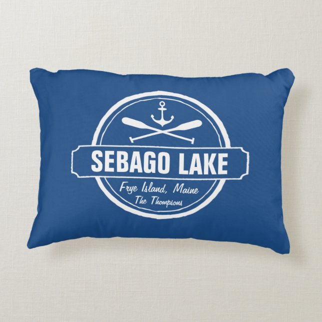 SEBAGO LAKE MAINE PERSONALIZED TOWN AND NAME DECORATIVE CUSHION (Back)