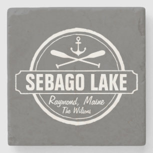 SEBAGO LAKE MAINE PERSONALIZED TOWN AND NAME STONE COASTER