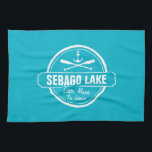 SEBAGO LAKE MAINE PERSONALIZED TOWN AND NAME TEA TOWEL<br><div class="desc">SEBAGO LAKE MAINE PERSONALIZED TOWN AND NAME Sebago Lake Maine nautical design is personalised with your town (such as Raymond, Frye Island, Casco, Windham, Sebago, Naples and Standish) and your name (or delete). This retro, vintage style design features a white circle, anchor, crisscrossed paddles and a bold banner that reads...</div>
