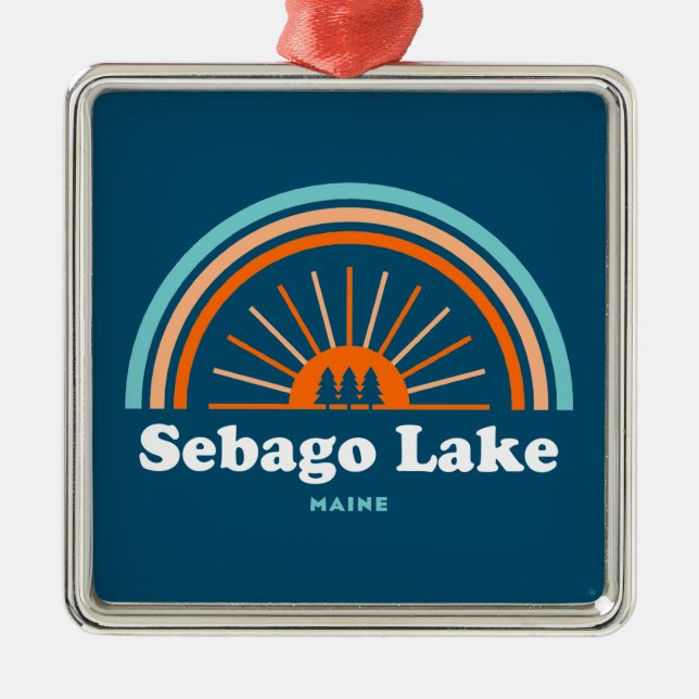 Sebago Lake Maine Rainbow Metal Tree Decoration (Front)