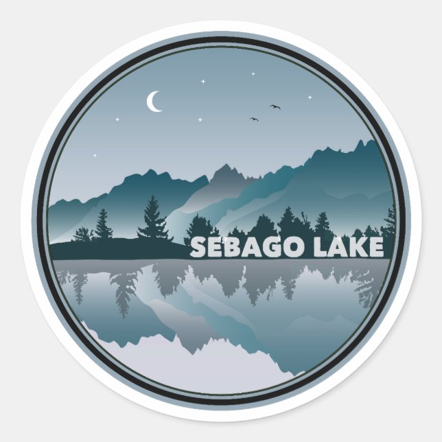 Sebago Lake Maine Reflection Classic Round Sticker (Front)
