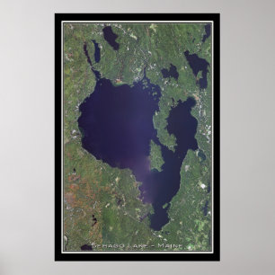 Sebago Lake Maine Satellite Poster Map