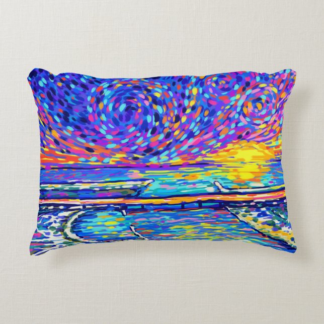 Sebastian Inlet Cotton Candy Sky Decorative Cushion (Front)