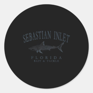 Sebastian inlet florida shark retro slate art classic round sticker