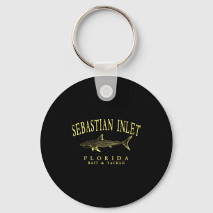 Sebastian inlet florida shark vintage yellow art key ring