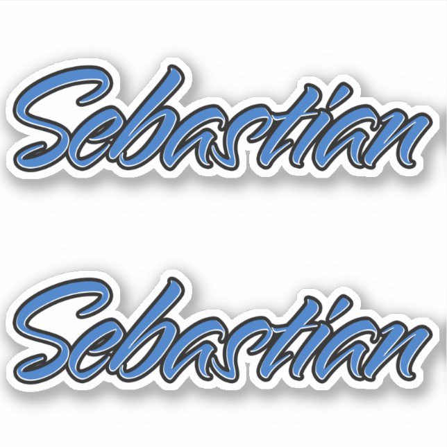 Sebastian name blue sticker stickers sticker set (Front)