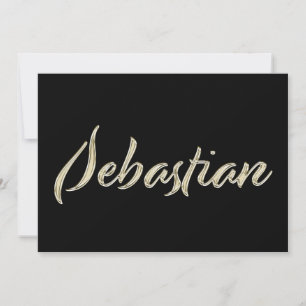 Sebastian Name white gold Handwriting Card