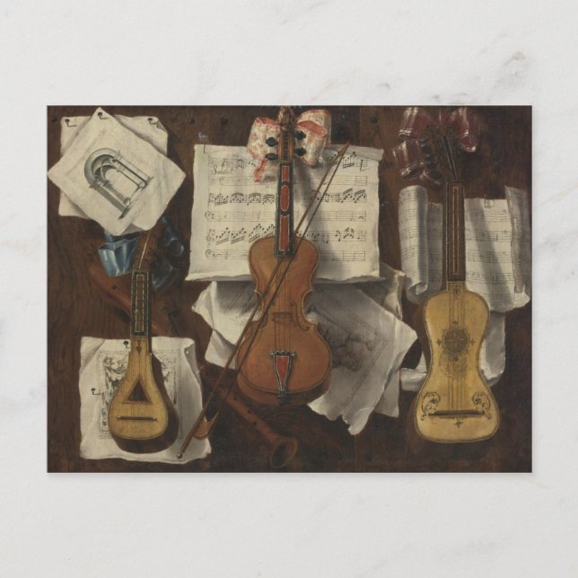 Sebastiano Lazzari Trompe - Violin and Music Notes Postcard (Front)