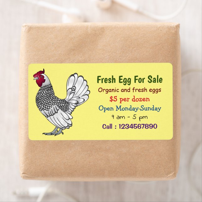 Sebright chicken cartoon fresh egg sign for sale (Insitu)