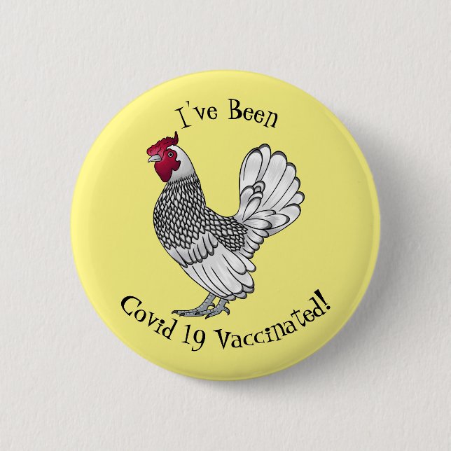 Sebright chicken cartoon illustration 6 cm round badge (Front)