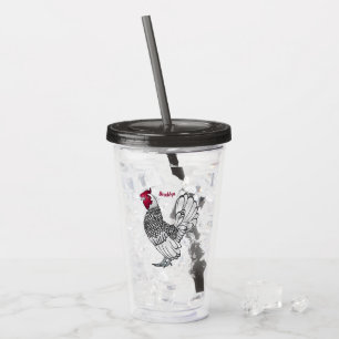 Sebright chicken cartoon illustration acrylic tumbler