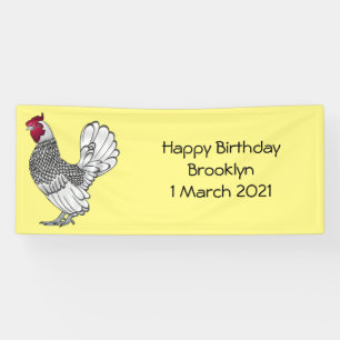 Sebright chicken cartoon illustration banner
