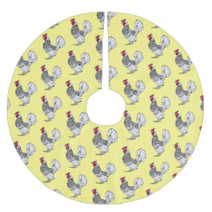 Sebright chicken cartoon illustration brushed polyester tree skirt