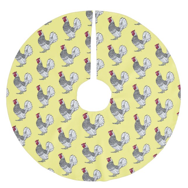 Sebright chicken cartoon illustration  brushed polyester tree skirt (Front)