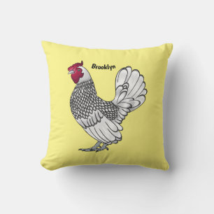 Sebright chicken cartoon illustration cushion
