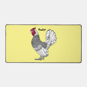 Sebright chicken cartoon illustration desk mat