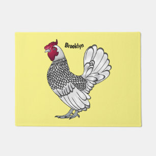 Sebright chicken cartoon illustration doormat