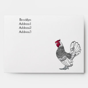 Sebright chicken cartoon illustration envelope