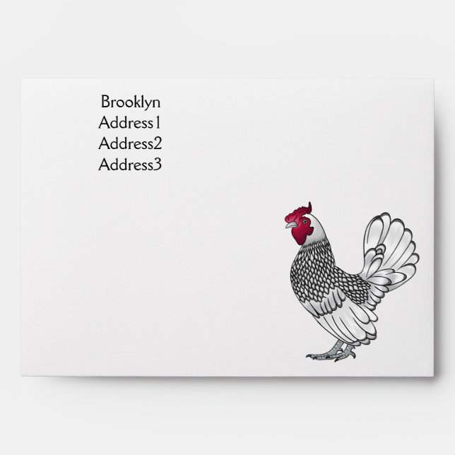 Sebright chicken cartoon illustration envelope (Front)