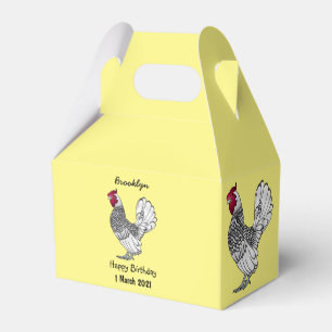 Sebright chicken cartoon illustration favour box