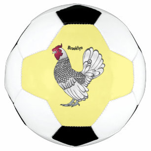 Sebright chicken cartoon illustration football