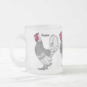 Sebright chicken cartoon illustration frosted glass coffee mug