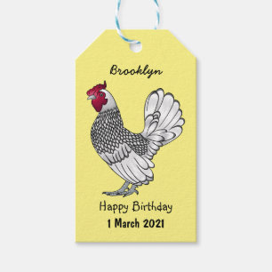 Sebright chicken cartoon illustration  gift tags