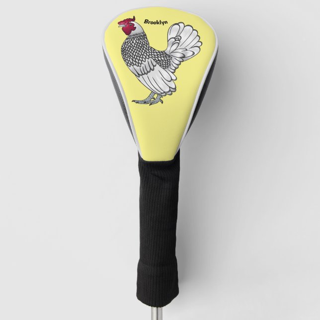 Sebright chicken cartoon illustration  golf head cover (Front)