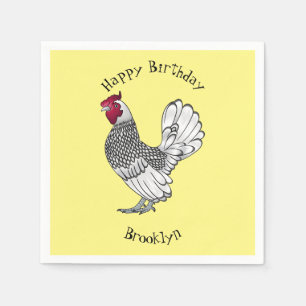 Sebright chicken cartoon illustration napkin
