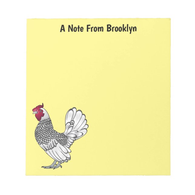 Sebright chicken cartoon illustration  notepad (Front)