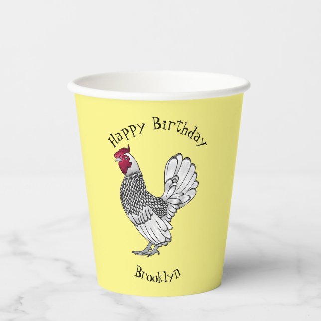 Sebright chicken cartoon illustration paper cups (Front)