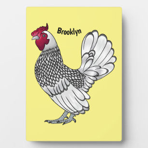 Sebright chicken cartoon illustration plaque