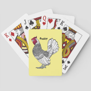 Sebright chicken cartoon illustration playing cards