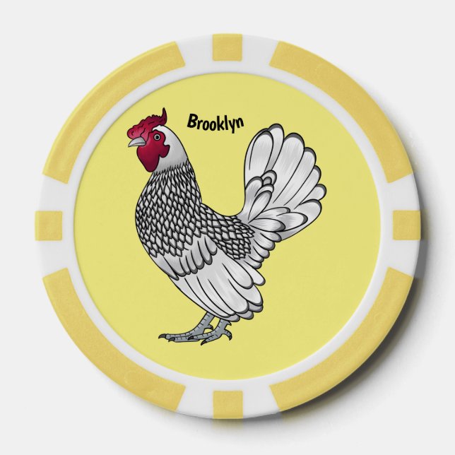 Sebright chicken cartoon illustration  poker chips (Front)