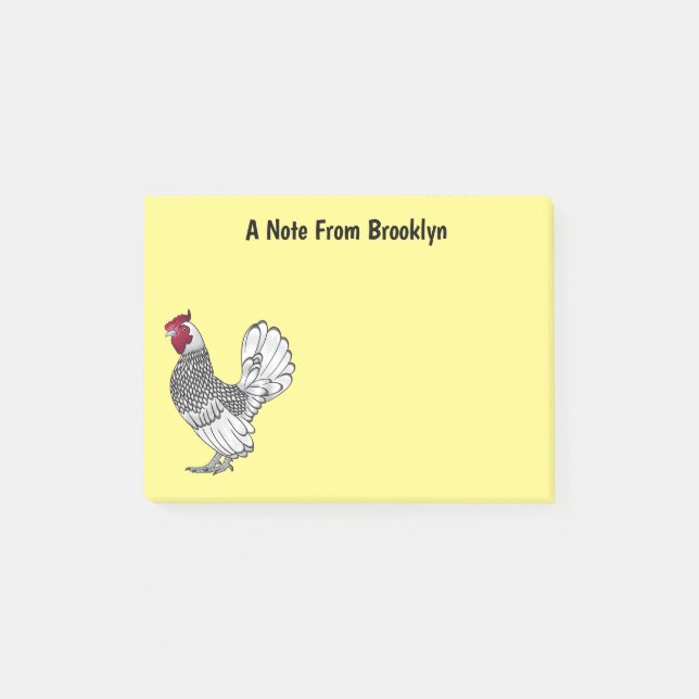 Sebright chicken cartoon illustration post-it notes (Front)