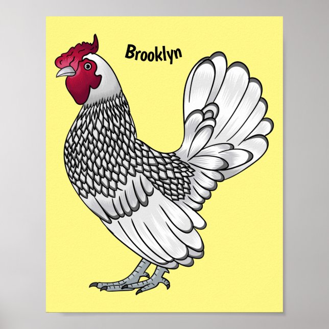 Sebright chicken cartoon illustration poster (Front)