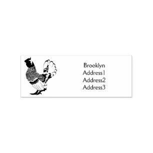 Sebright chicken cartoon illustration rubber stamp