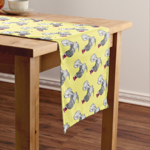 Sebright chicken cartoon illustration short table runner