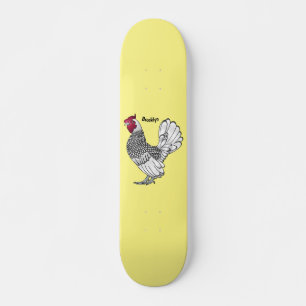 Sebright chicken cartoon illustration skateboard