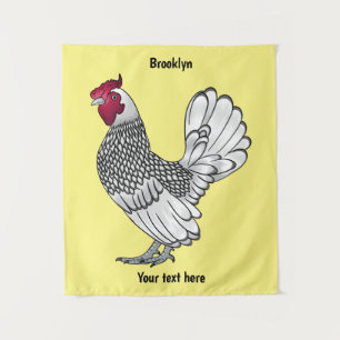 Sebright chicken cartoon illustration tapestry