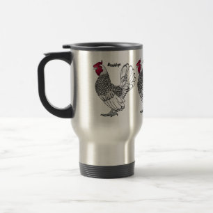 Sebright chicken cartoon illustration travel mug